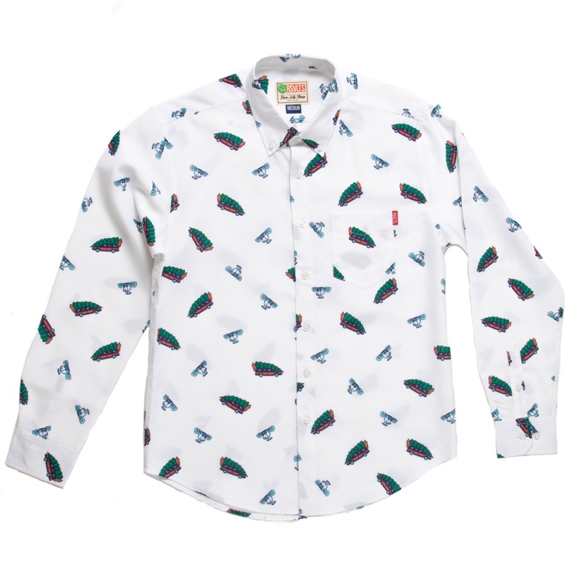 RSVLTS Little Full, Lotta Sap Long Sleeve Shirt in White — front view