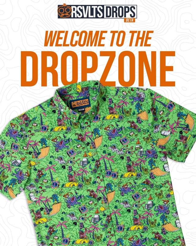 RSVLTS Lords of Slimetown KUNUFLEX Short Sleeve Shirt in Green — front view