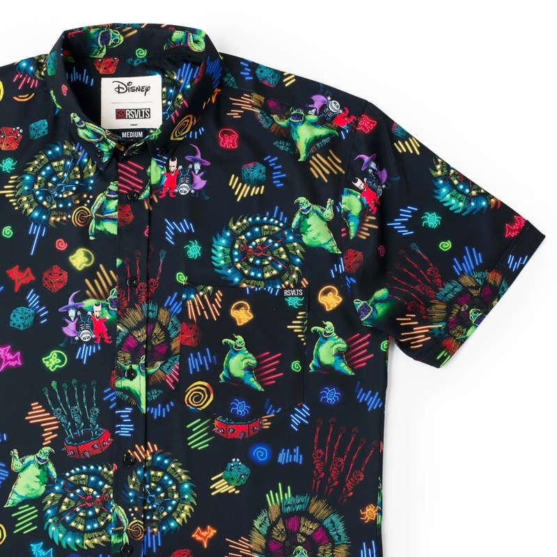 RSVLTS Oogie’s Turn To Boogie KUNUFLEX Short Sleeve Shirt in Black — front view
