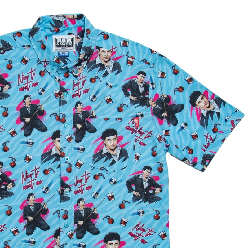 RSVLTS Date Mike KUNUFLEX Short Sleeve Shirt in Blue — front view