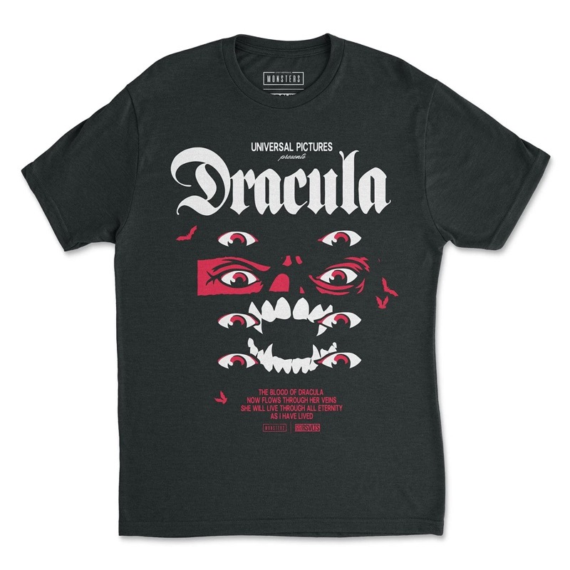 RSVLTS Dracula Eyes Crewneck Tee in Black — front view