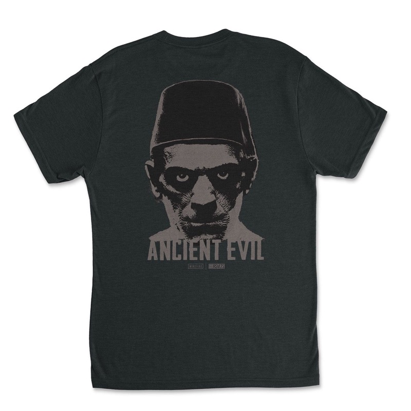 RSVLTS Ancient Evil Crewneck Tee in Black — front view