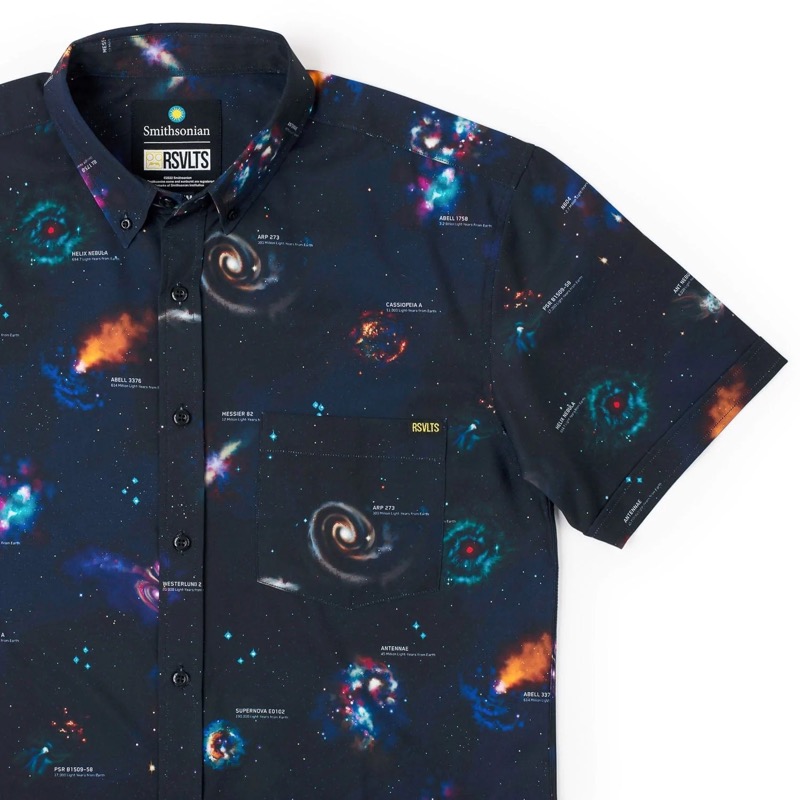RSVLTS The Cosmos KUNUFLEX Short Sleeve Shirt in Blue — front view