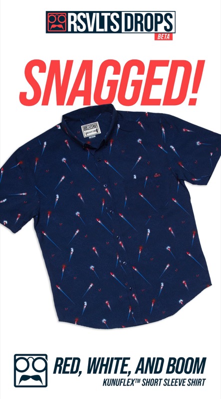RSVLTS Red White & Boom KUNUFLEX Short Sleeve Shirt in Blue — detail 2
