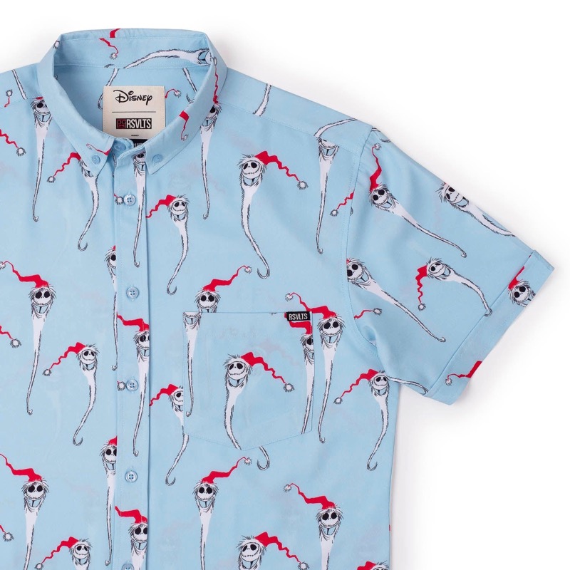 RSVLTS Festive Jack KUNUFLEX Short Sleeve Shirt in Blue — front view
