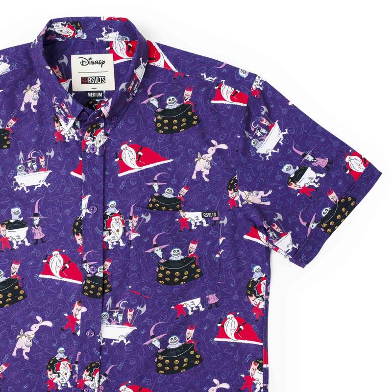 RSVLTS Get Sandy Claws KUNUFLEX Short Sleeve Shirt in Purple — front view
