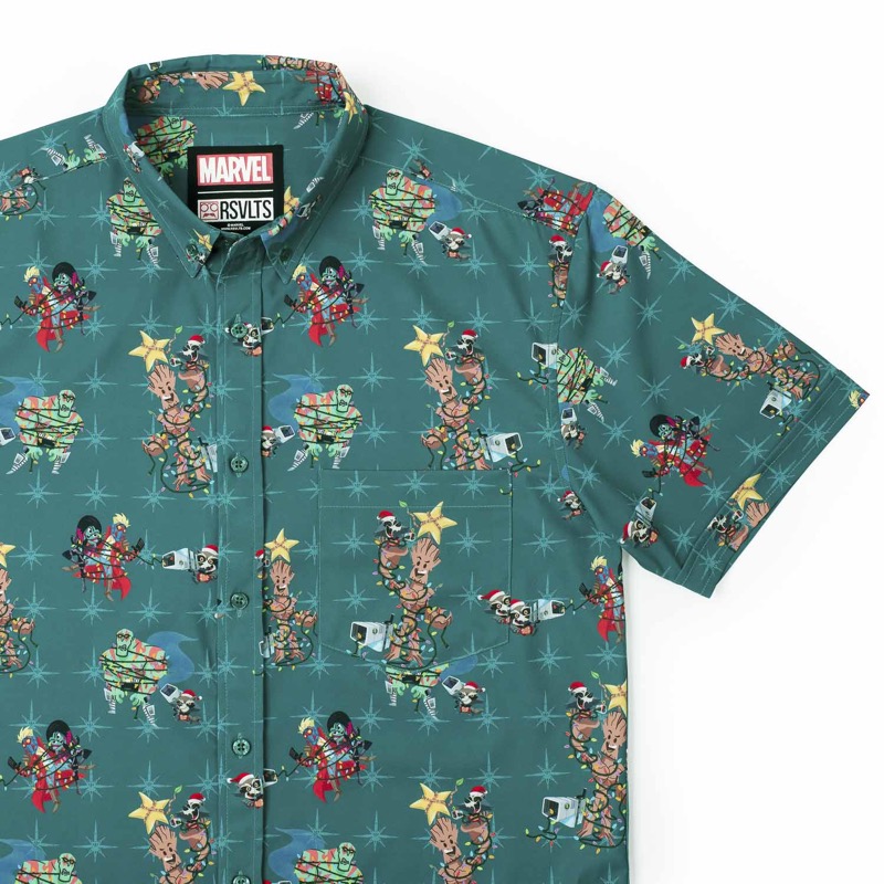 RSVLTS Rocket Around The Tree KUNUFLEX Short Sleeve Shirt in Green — front view
