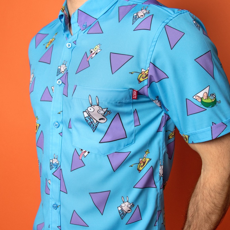 RSVLTS Rocko’s Modern Life KUNUFLEX Short Sleeve Shirt in Blue — front view