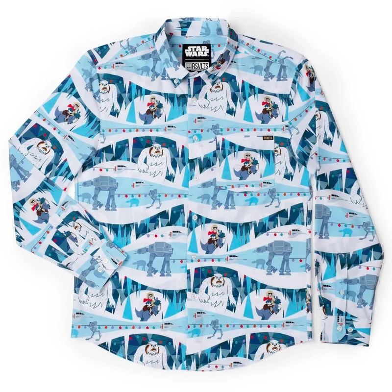 RSVLTS Deck the Hoth Long Sleeve Shirt in Blue — front view