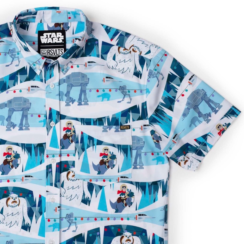 RSVLTS Deck the Hoth KUNUFLEX Short Sleeve Shirt in Blue — front view