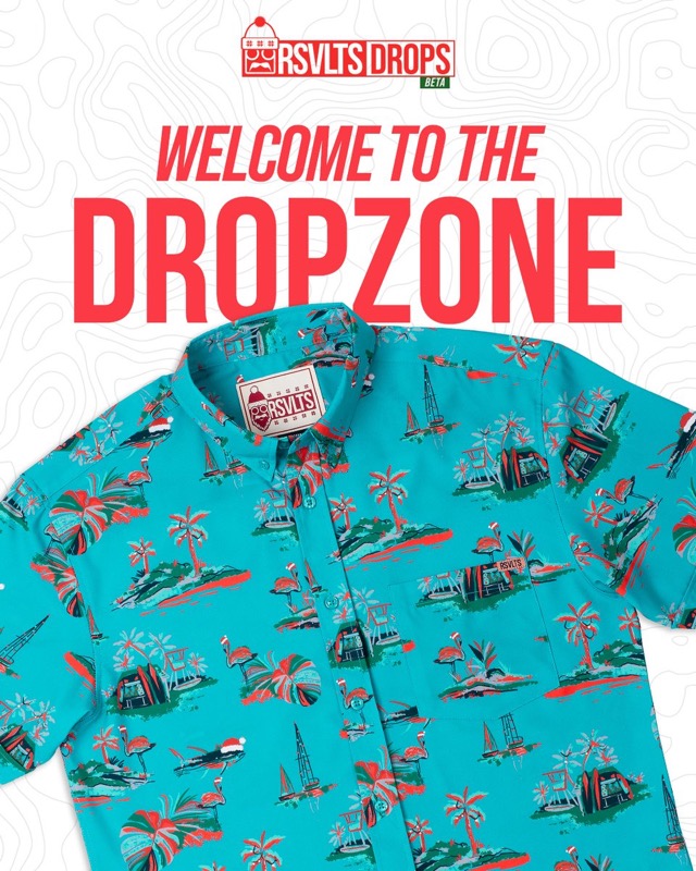 RSVLTS Isle Be Home For Christmas KUNUFLEX Short Sleeve Shirt in Blue — front view