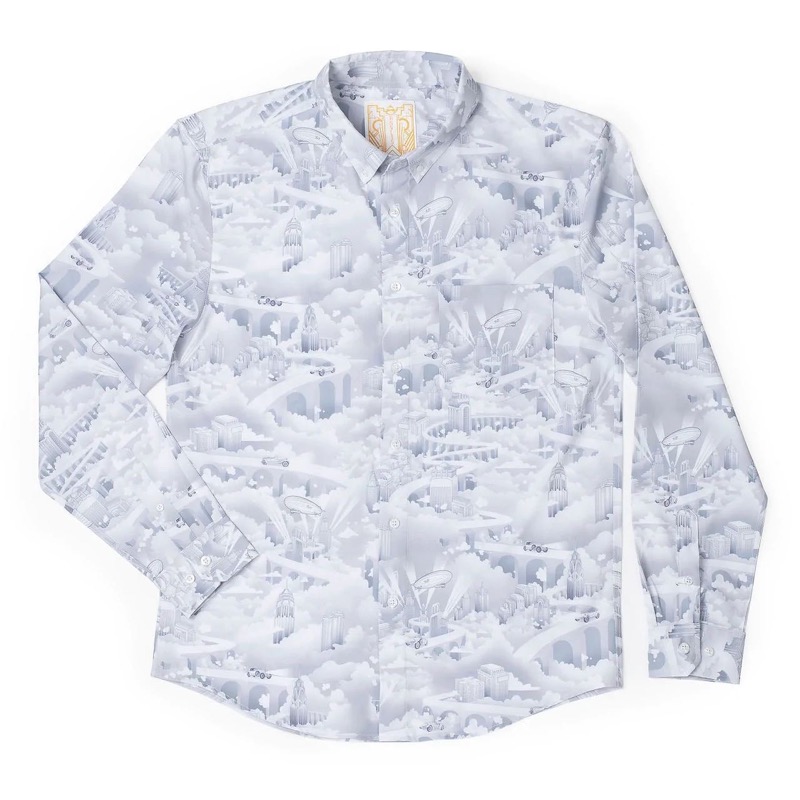 RSVLTS World of Tomorrow Long Sleeve Shirt in White — front view