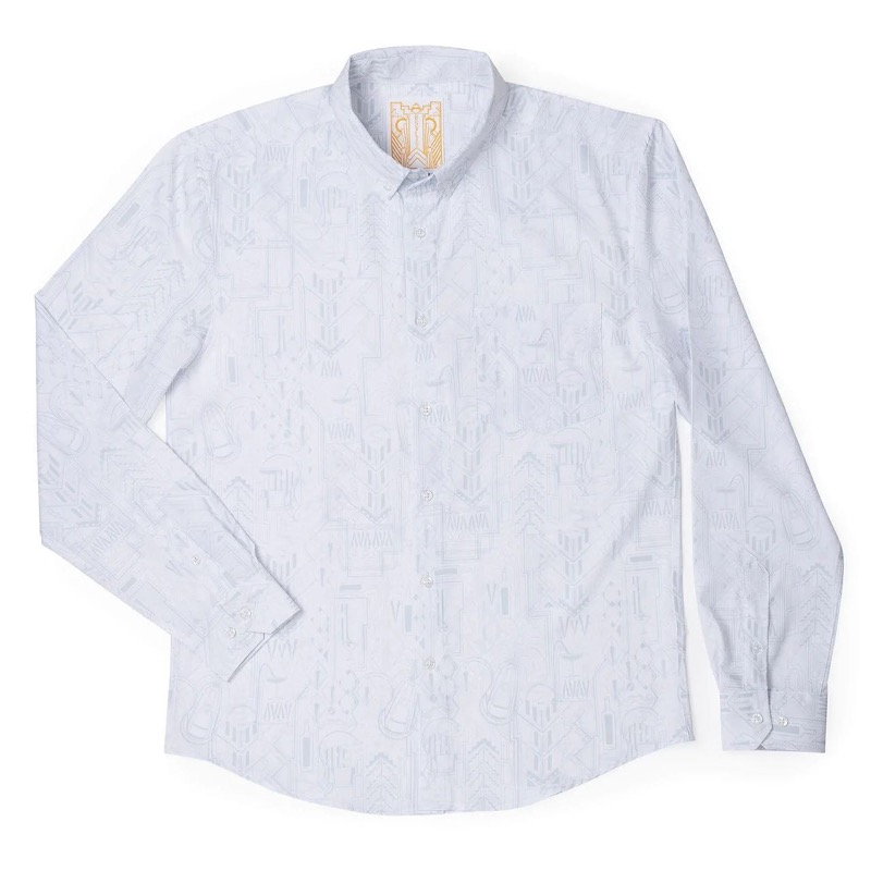 RSVLTS Chamdeco Long Sleeve Shirt in White — front view