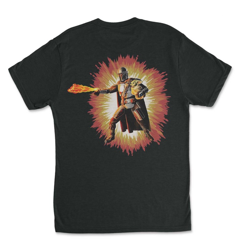 RSVLTS Mando Grogu Flame Crewneck Tee in Black — front view