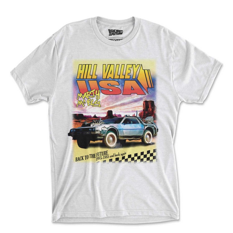 RSVLTS Hill Valley USA Crewneck Tee in White — front view