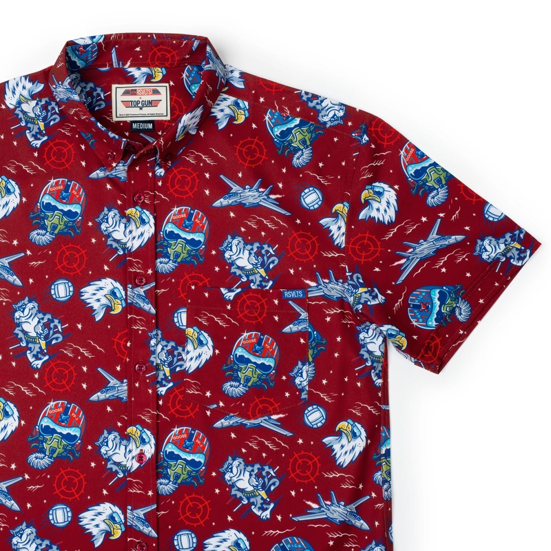 RSVLTS Wingman KUNUFLEX Short Sleeve Shirt in Red — front view