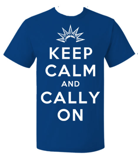 RSVLTS Keep Calm and Cally On Crewneck Tee in Blue — front view