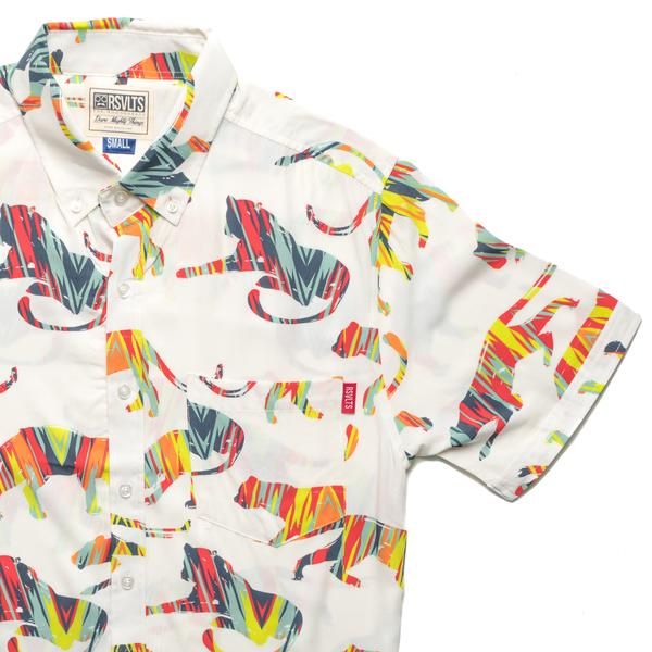 RSVLTS Sex Panther KUNUFLEX Short Sleeve Shirt in White — front view