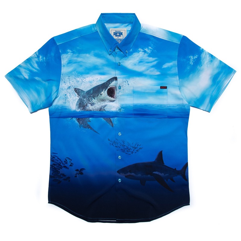 RSVLTS Jump Around KUNUFLEX Short Sleeve Shirt in Blue — front view