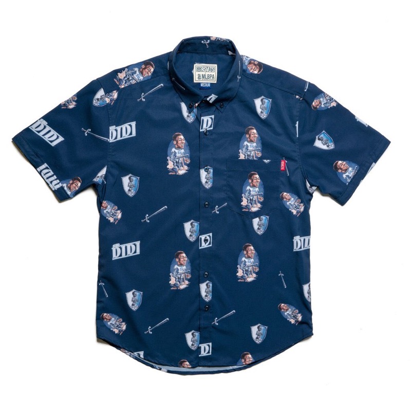 RSVLTS Sir Didi Gregorius KUNUFLEX Short Sleeve Shirt in Blue — front view