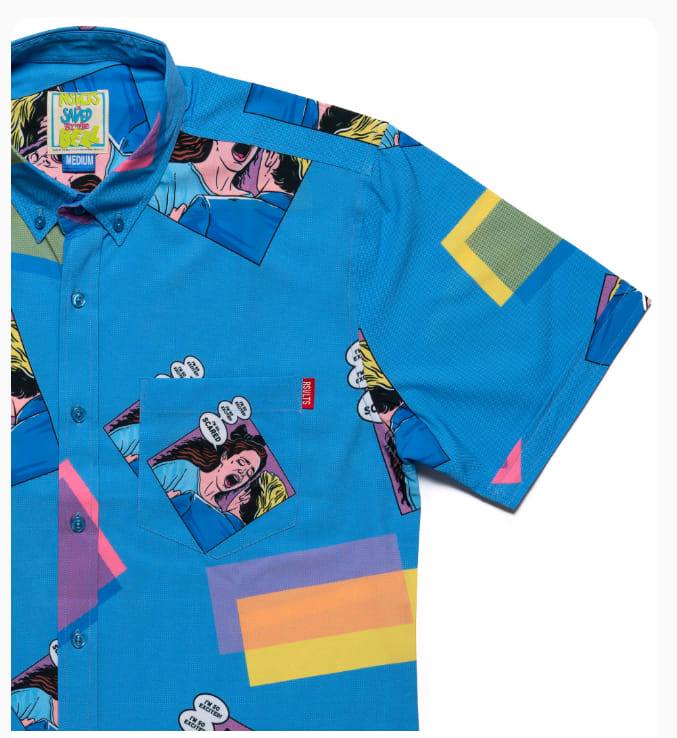 RSVLTS The Spano KUNUFLEX Short Sleeve Shirt in Blue — detail 2