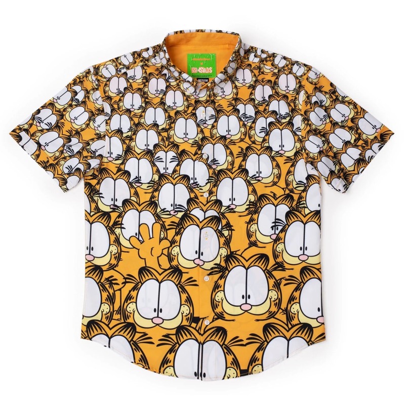 RSVLTS Love Me, Feed Me, Never Leave Me KUNUFLEX Short Sleeve Shirt in Orange — front view