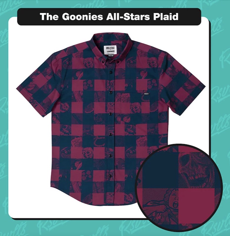 RSVLTS The Goonies All-Star Plaid KUNUFLEX Short Sleeve Shirt in Red — front view