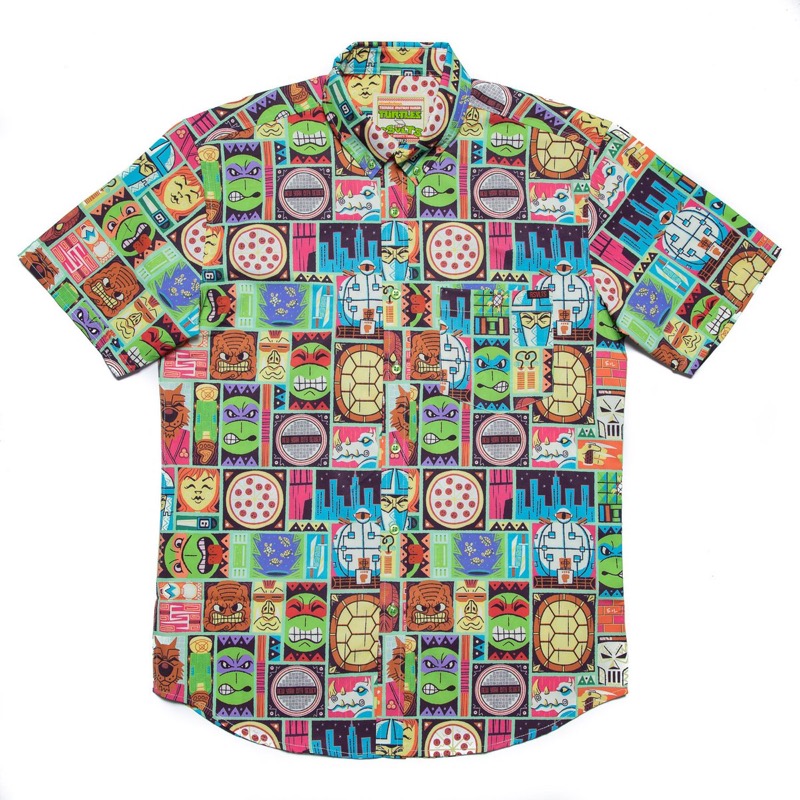 RSVLTS Tiki Turtles KUNUFLEX Short Sleeve Shirt in Multicolor — front view