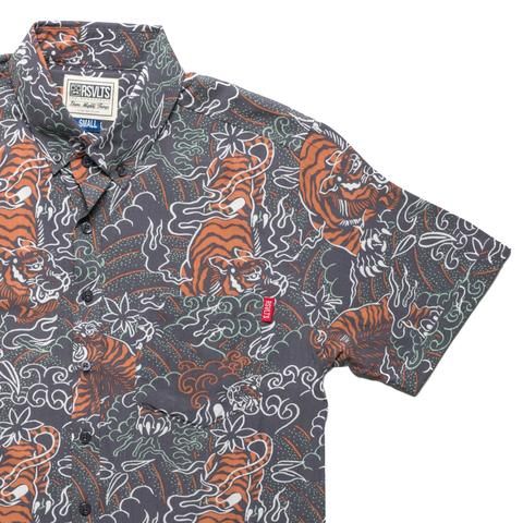 RSVLTS Tiger Style KUNUFLEX Short Sleeve Shirt in Gray — front view