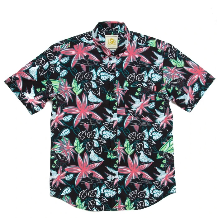 RSVLTS Tom Ace $25K Albino Pigeon KUNUFLEX Short Sleeve Shirt in Black — detail 2