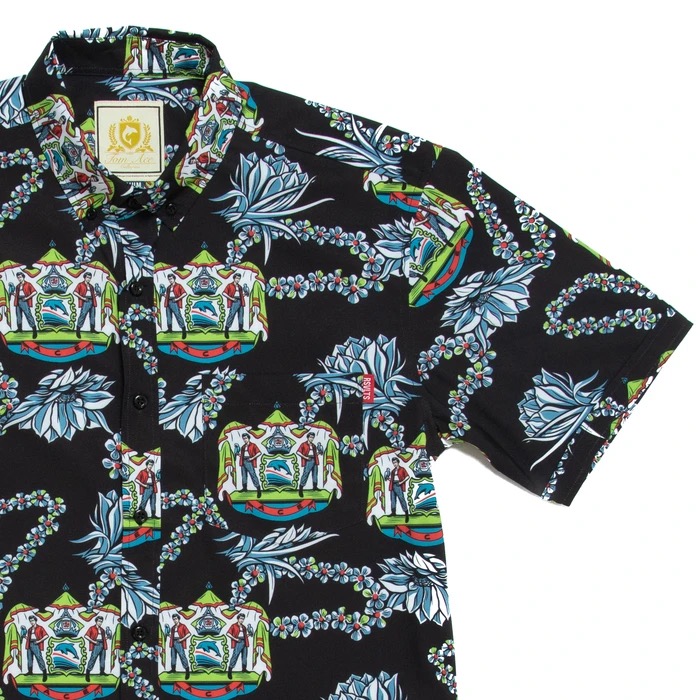 RSVLTS Tom Ace Defender of Dolphins KUNUFLEX Short Sleeve Shirt in Black — front view