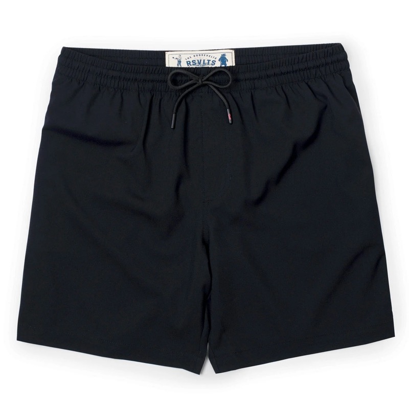 RSVLTS Black Sand Beach Hybrid Shorts in Black — front view