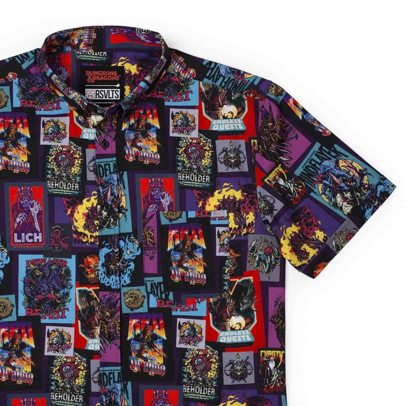 RSVLTS Monsters of the Quest KUNUFLEX Short Sleeve Shirt in Black — front view
