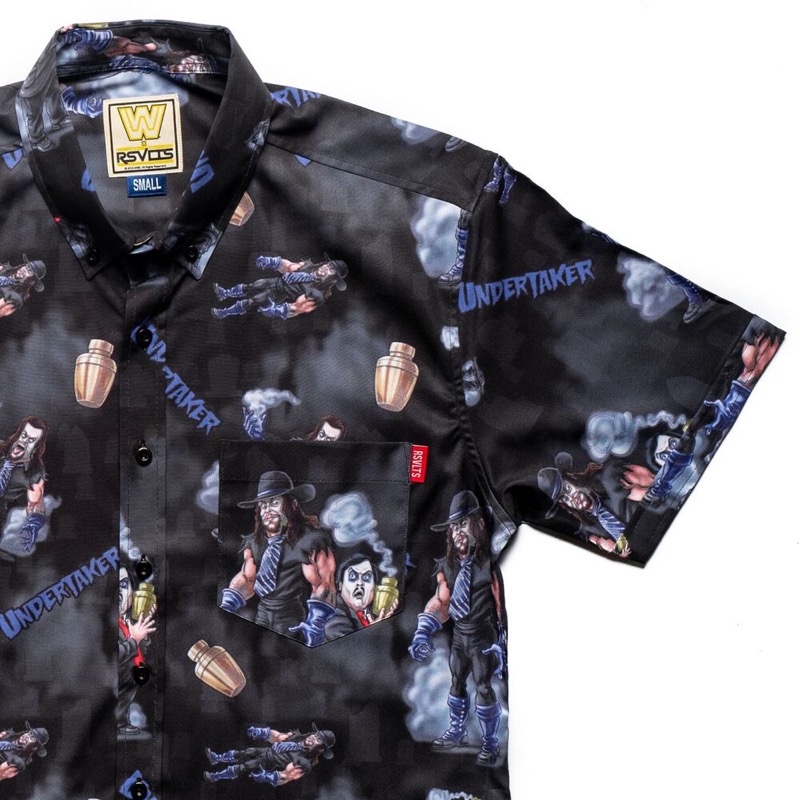 RSVLTS The Undertaker & Paul Bearer KUNUFLEX Short Sleeve Shirt in Black — front view