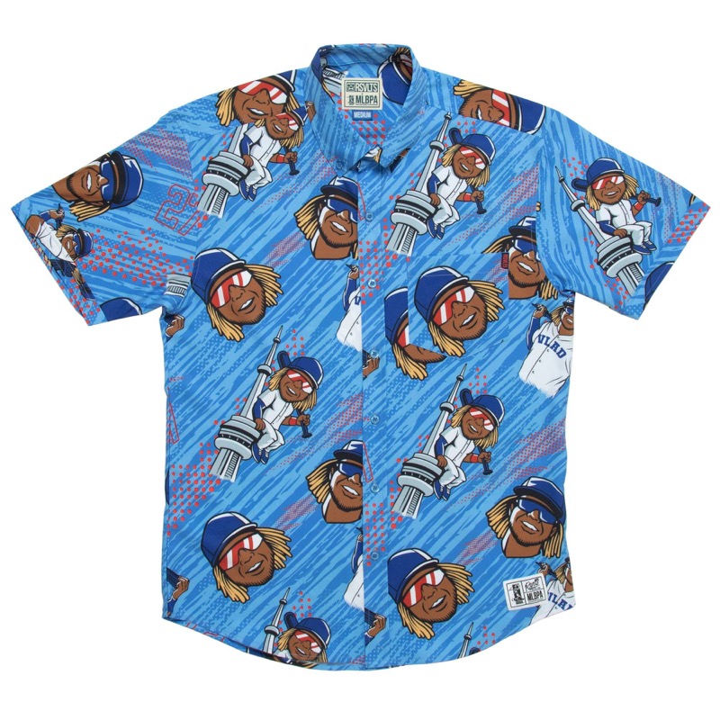 RSVLTS Vladimir Guerrero Jr. KUNUFLEX Short Sleeve Shirt in Blue — front view