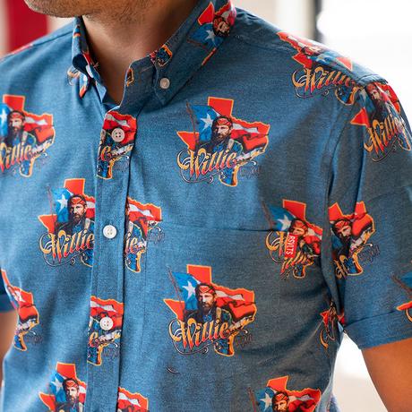 RSVLTS The Willie KUNUFLEX Short Sleeve Shirt in Blue — front view