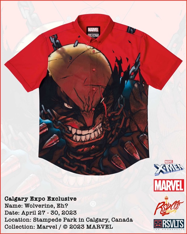 RSVLTS Wolverine, Eh? KUNUFLEX Short Sleeve Shirt in Red — front view