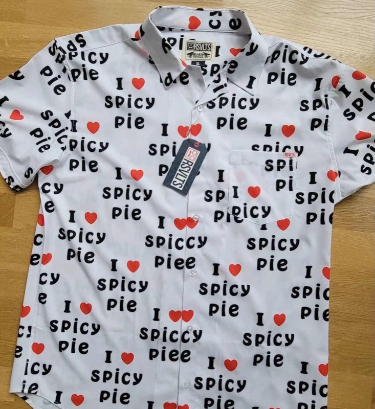 RSVLTS I Love Spicy Pie KUNUFLEX Short Sleeve Shirt in White — front view