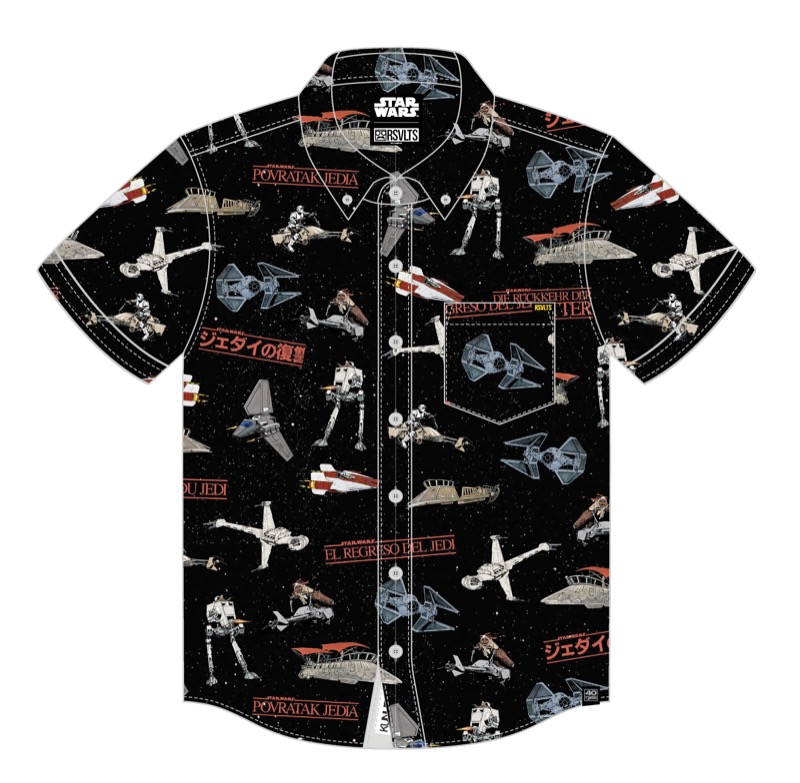 RSVLTS Let’s Cruise KUNUFLEX Short Sleeve Shirt in Black — front view
