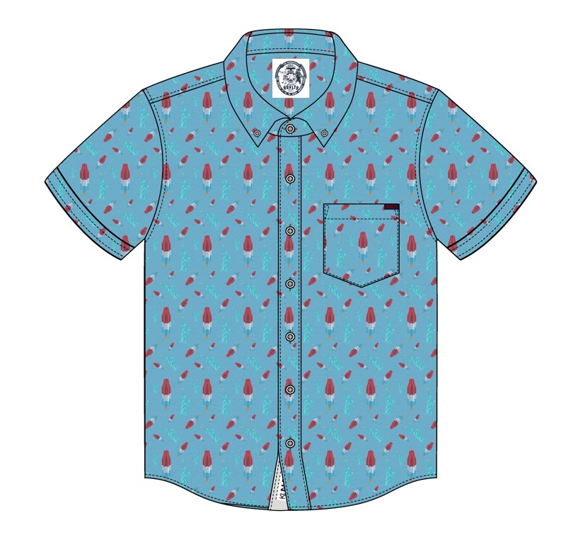 RSVLTS America Pops and Freedom retail exclusive colorway KUNUFLEX Short Sleeve Shirt in Blue — front view