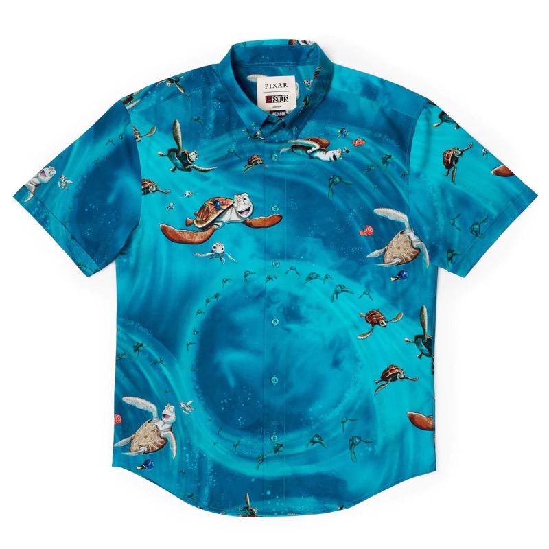 RSVLTS The E.A.C. Dude! KUNUFLEX Short Sleeve Shirt in Blue — front view