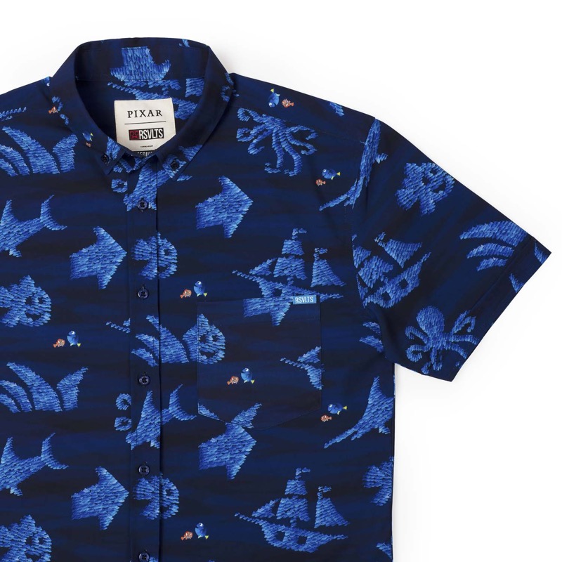 RSVLTS Impressions KUNUFLEX Short Sleeve Shirt in Blue — front view
