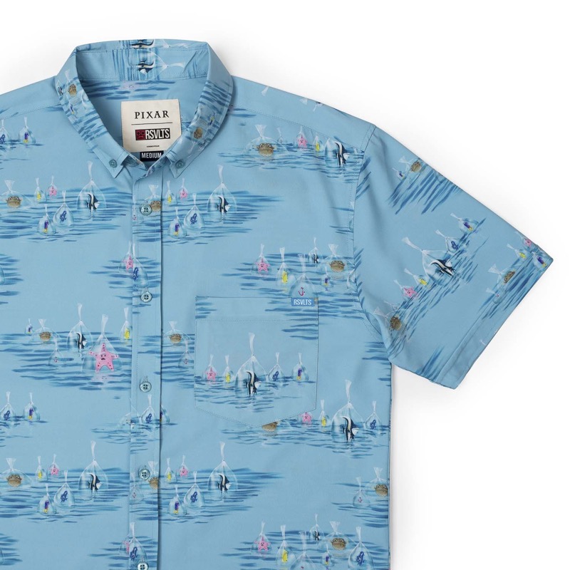 RSVLTS Now What? KUNUFLEX Short Sleeve Shirt in Blue — front view