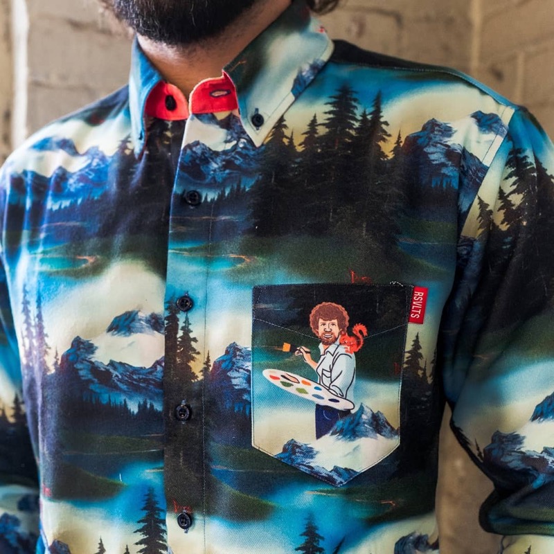 RSVLTS Happy Little Forest BorlandFlex Long Sleeve Flannel in Green — front view