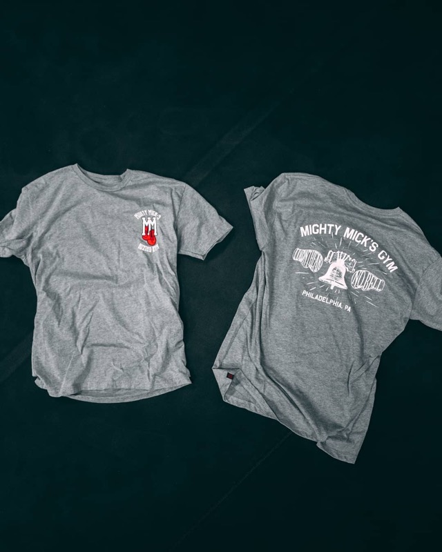 RSVLTS Mick’s Gym Crewneck Tee in Gray — front view