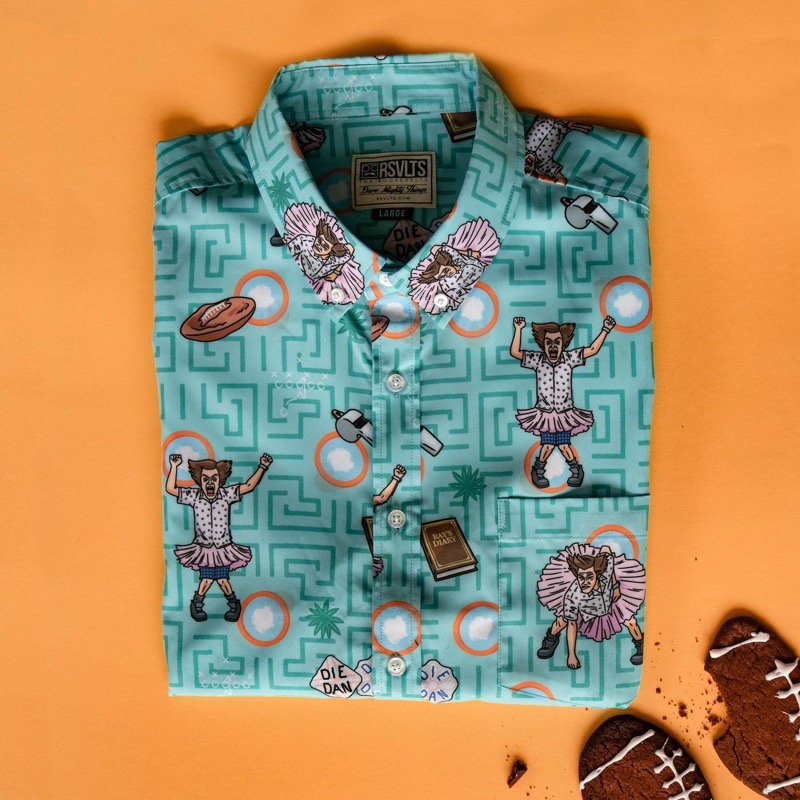 RSVLTS Shady Acres KUNUFLEX Short Sleeve Shirt in Blue — front view