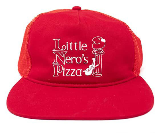 RSVLTS Little Nero’s Pizza Snapback Hat in Red — front view