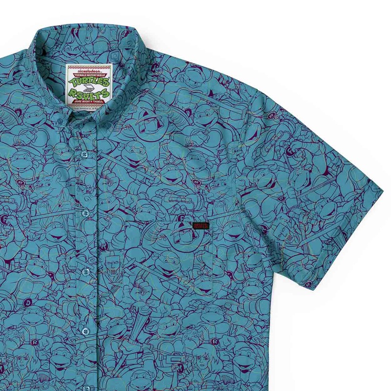RSVLTS Dude, We’re On TV! KUNUFLEX Short Sleeve Shirt in Blue — front view