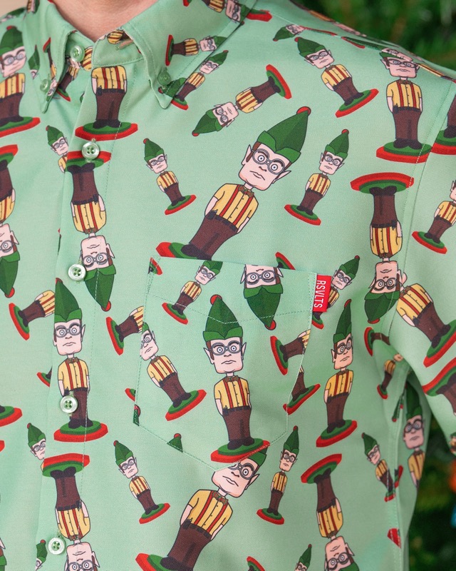 RSVLTS Dwight Elf Long Sleeve Shirt in Green — front view