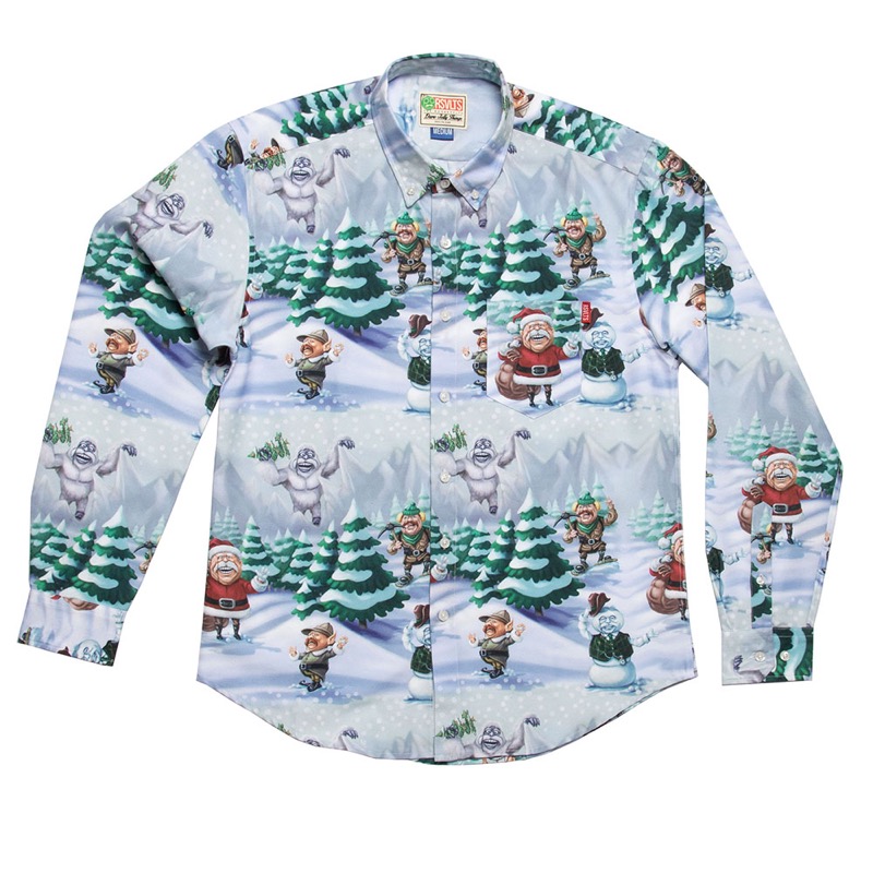 RSVLTS North Pole Teddy Long Sleeve Shirt in Blue — front view